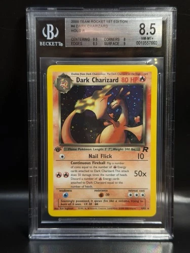 PSA BGS 8.5 Dark Charizard 4/82 1st Edition Holo - Rocket - Graded Pokemon Card