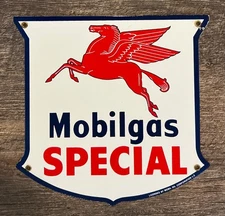 Mobilgas Pump Plate Mobil Porcelain Sign Gas & Oil Pegasus