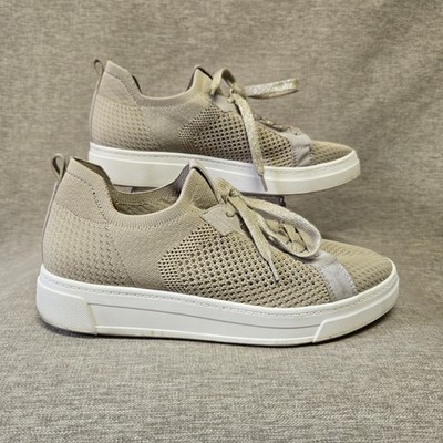 White Mountain Uncut Sneakers Lace Up Taupe Woven Stretch Fabric Padded  Insole
