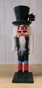 Vtg Wooden Chimney Sweep Nutcracker 10.75" Pincone In His Hat Hand Painted