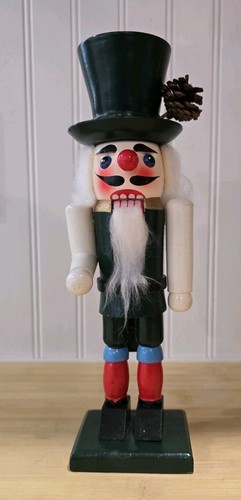 Vtg Wooden Chimney Sweep Nutcracker 10.75" Pincone In His Hat  Hand Painted