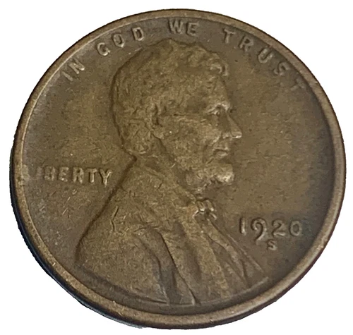✅ 1920-S Lincoln Cent ~ Good (G) to  (VG) Very Good Condition Copper Penny