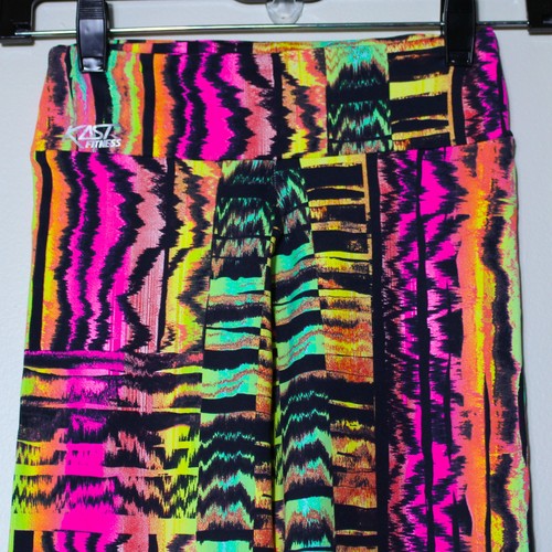 Leggings da allenamento donna KAST Fitness stampa animalier arcobaleno azteco colorati taglia S - Foto 3 di 8