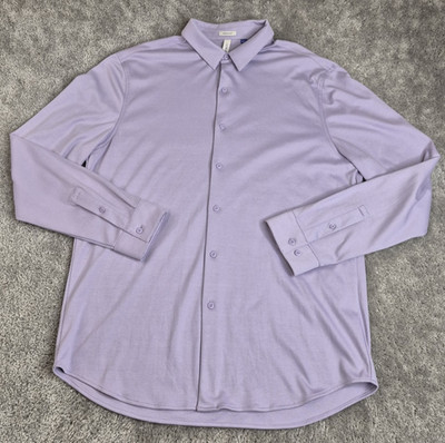 Artefact Dress Shirt Mens Large Purple Regular Stretch Button Front Business
