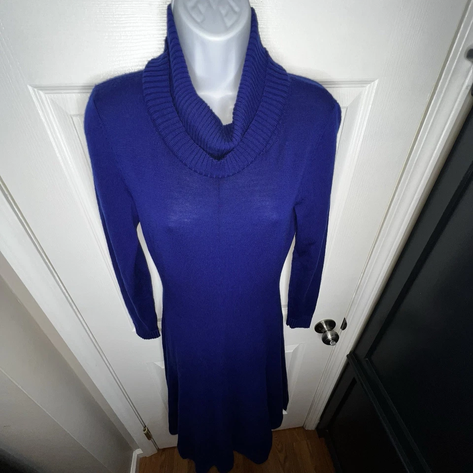 Lafayette 148 Women’s Small Blue Turtleneck 100% Wool Knit Sweater Dress S - Image 4 of 4