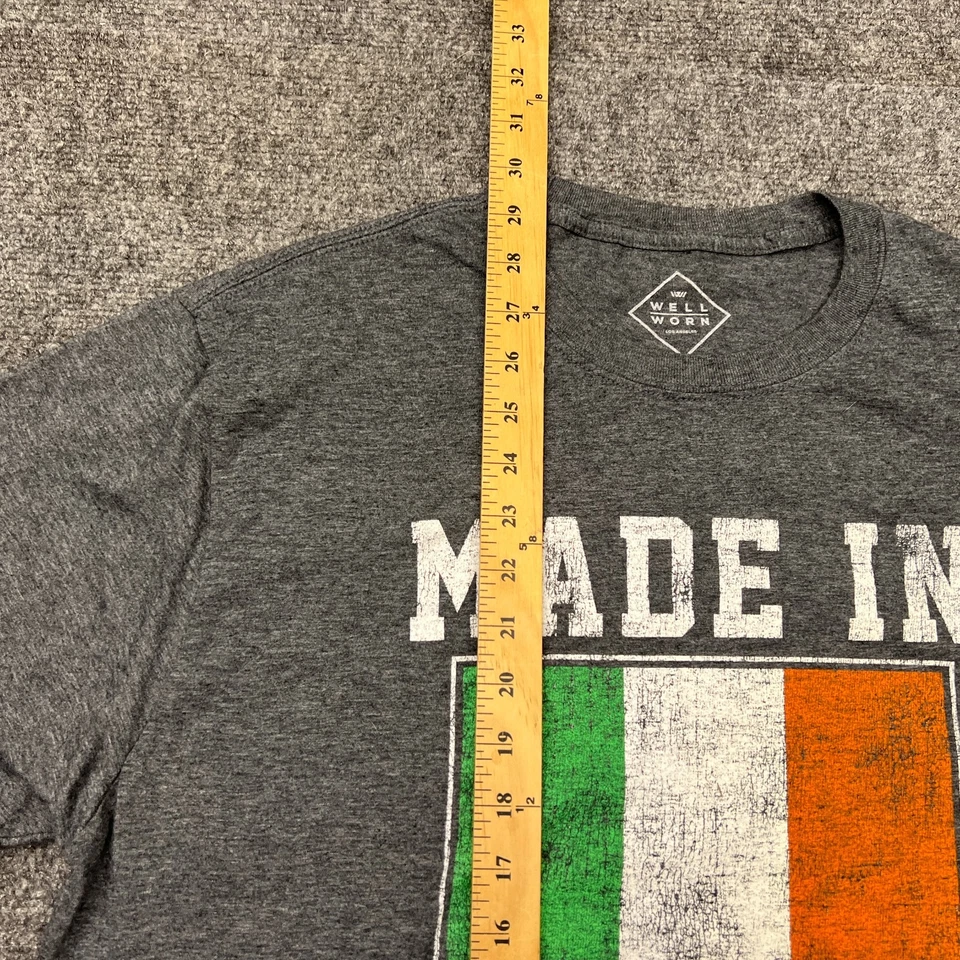 Хорошо изношенный Лос-Анджелес сделано в Ирландии флаг футболка для взрослых XL серый футболка - Изображение 4 из 4