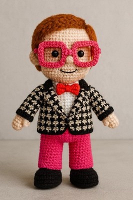 Häkelmuster Amigurumi nur Elton John Rocket Man 20 cm groß