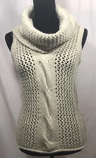 MODA International SM Cowl Neck Sleeveless Sweater Thick Wool/Angora Ecru/Cream