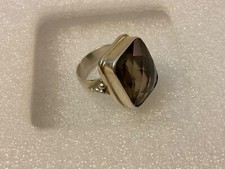 Vintage Sterling Silver Smoky Quartz Gemstone Ring 6 1/2