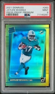 2021 Donruss Jaylen Waddle  Press Proof Premium Rookie #263 PSA 9