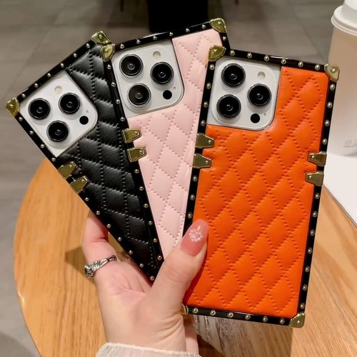 CC Style Diamond Down Jacket Leather Trunk Phone Case Cover for iPhone Samsung - Video 1 of 1