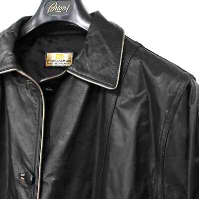 Pierre BALMAIN Golden Line Black Leather Button-Up Jacket L Pierre BALMAIN Golden Line Black Leather Button-Up Jacket L
