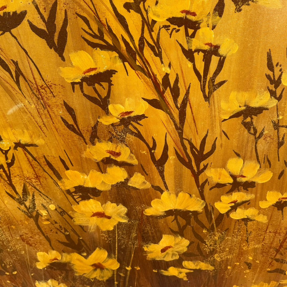 Vintage Floral Oil Painting Original Mid Century Signed DENNIS BLAIR