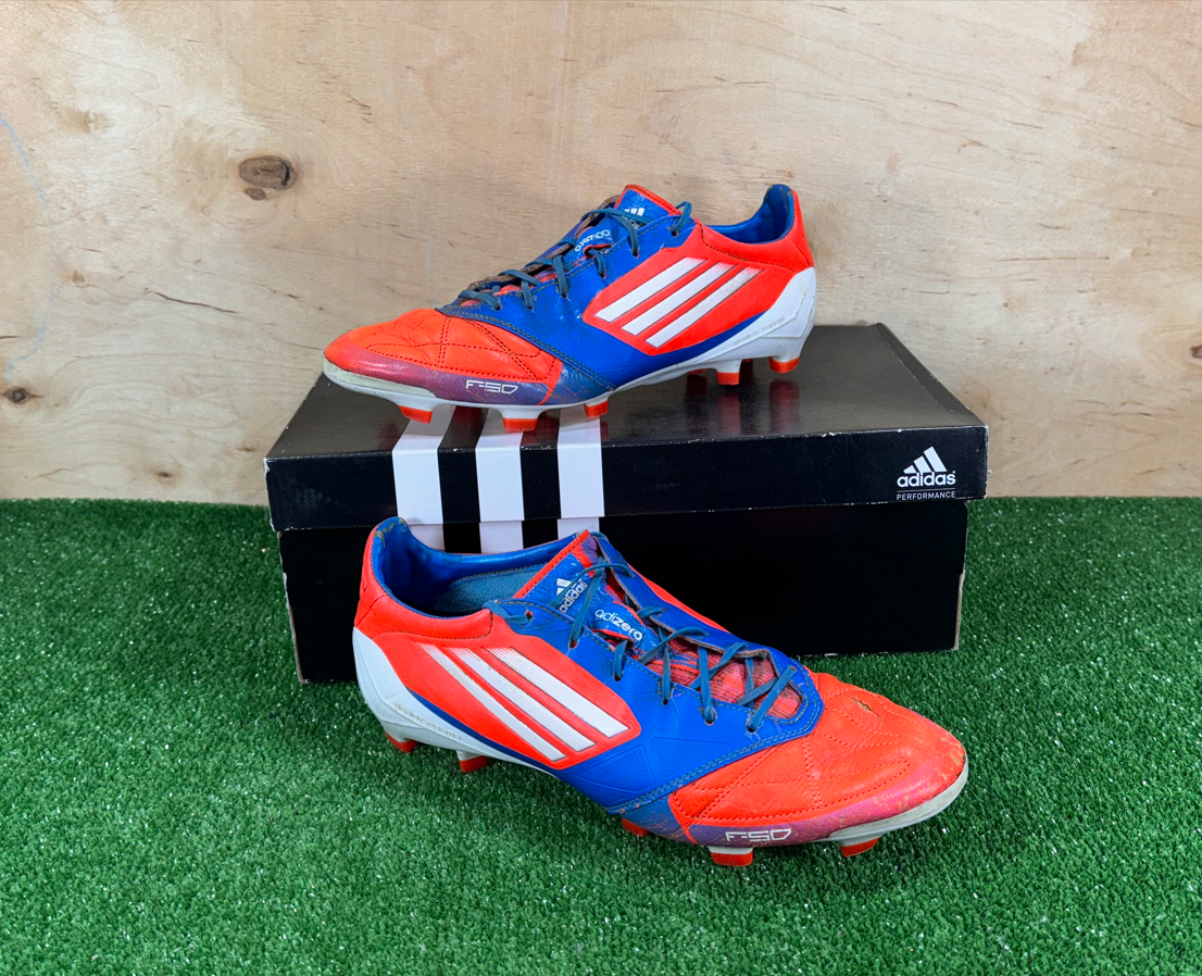 Adidas adizero F50 FG Leather V21432 US9.5 UK9 Orange boots Cleats