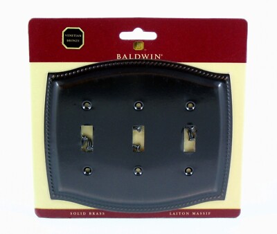 Baldwin Brass Rope Style Triple Toggle Switch Plate Venetian Bronze - 4793-112