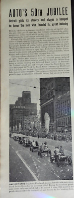 Vintage 2-Page Article US Automaker's 50th Jubilee Celebration Ancient Cars Exec
