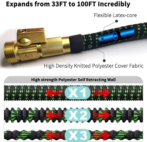 75FT 3X Stronger Deluxe Expandable Flexible Garden Water Hose W/Spray Nozzle Gun - Picture 6 of 11