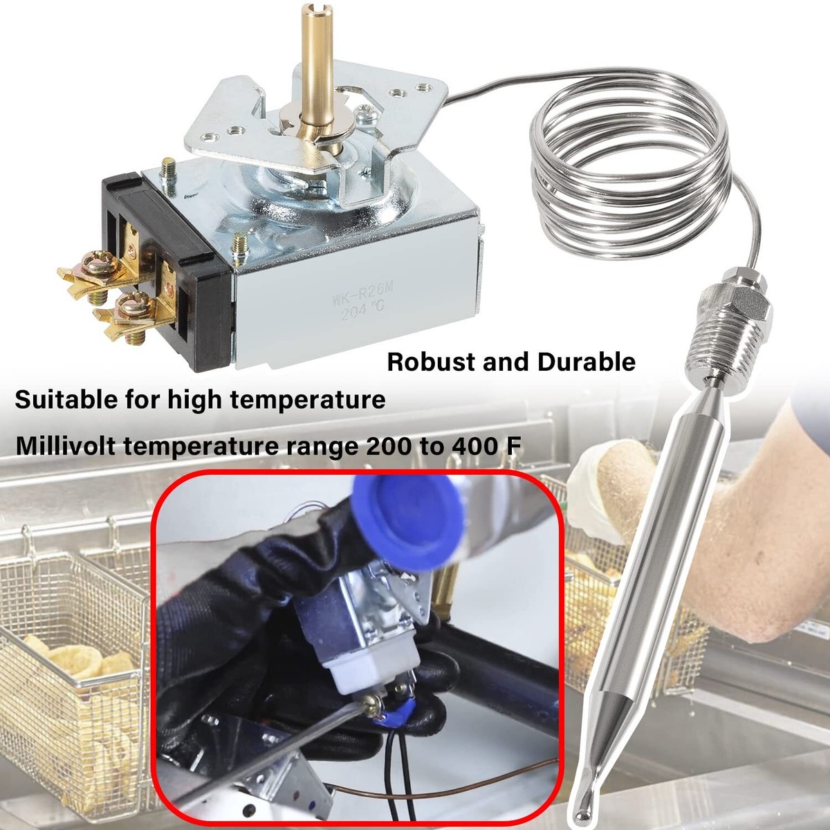Termostato RX-1-36 400°F Per Forni Imperial Dean Blodgett - Sostituisce 60125401 E Altri (Filetto 1/4 MPT)
