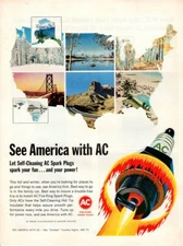  Advertising print Car part ad AC spark plug GM See America Spark your Fun 1965