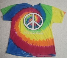 Joes Crab Shack Vintage Tie Dye T-Shirt PEACE SIGN LOVE  CRABS Size L 90s
