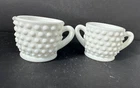 Vintage FENTON Milk glass HOBNAIL CREAMER MINI sugar & creamer