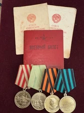 WWII GROUP Of  4 Medals and 3 documents of YAROSH VLADIMIR PETROVICH