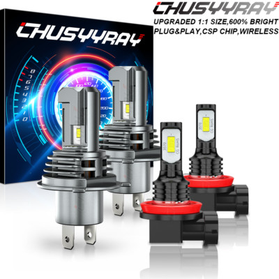 For Toyota Tundra 2014-2020 4X Combo LED Headlight High/Low Beam Fog Light Bulbs