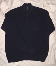 Tasso Elba 1/4 Zip Sweater Pullover Cotton Mens Size L Black Gift