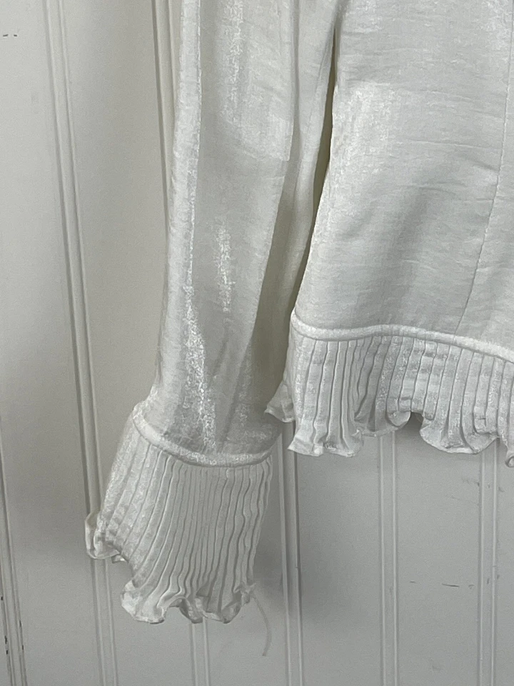 Chaqueta Blazer Vintage VICTOR COSTA Mujer Blanca Borde con Volantes Talla 4 Foto 3 de 4