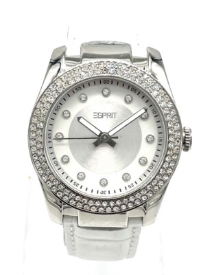 ESPRIT Damen Uhr, Quarz, simulierte Diamanten, neue Batterie, gut 