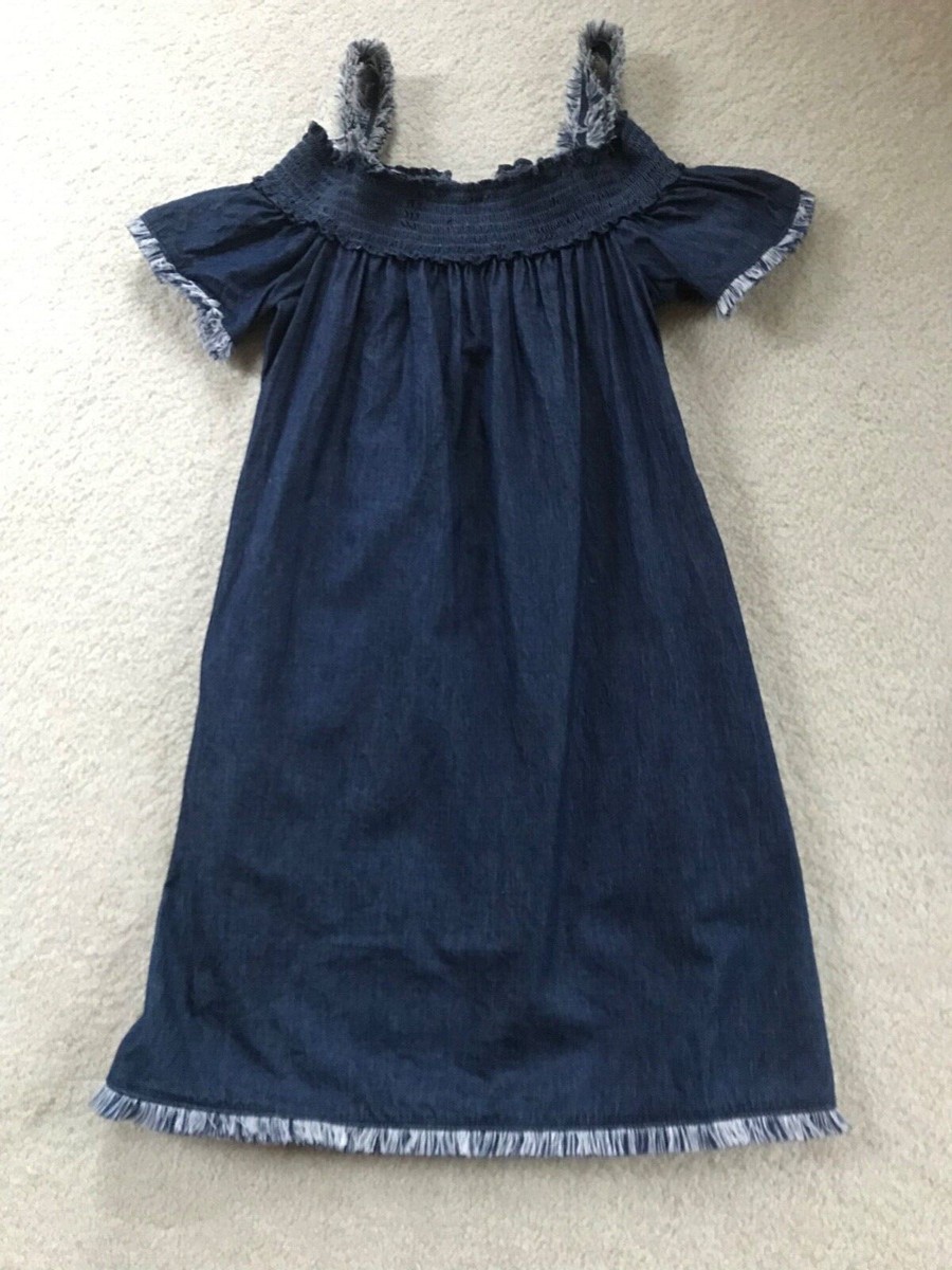 Nicole Miller New York Denim Shift Off the Shoulder Dress with Straps |  eBay UK