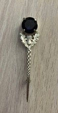 Scottish Thistle Kilt Pin with Amethyst Pewter Silver Scottish accessories