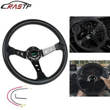 350mm 14inch Deep Dish Racing Car Steering Wheel 6 Bolt with Horn Button