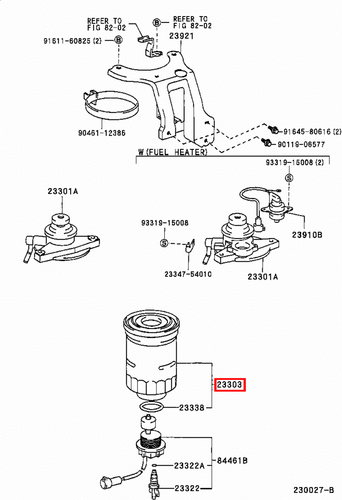 Genuine LandCruiser 80 Series Prado 90 120 Series 1HD 1HZ 1KZ 3L 1KD Fuel Filter - Picture 6 of 20