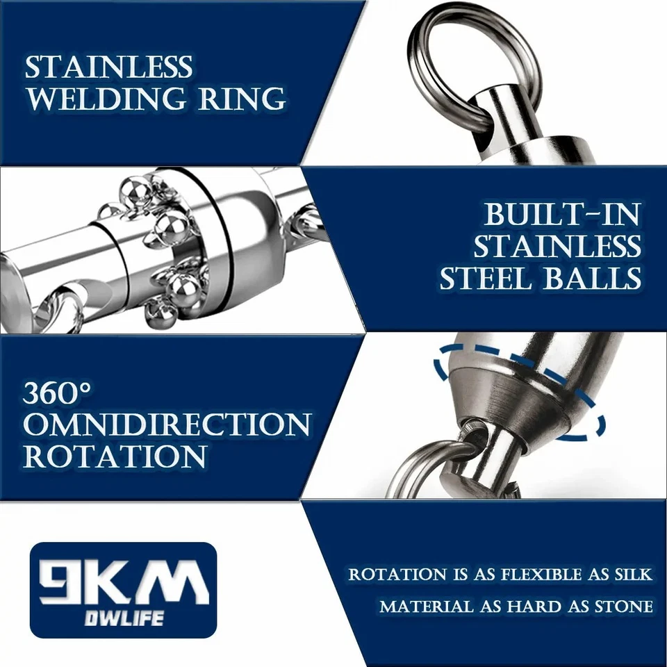 Heavy Duty Ball Bearing Rolling Swivels 11-110lb Stainless Split for Sea Rings - Image 3 of 4