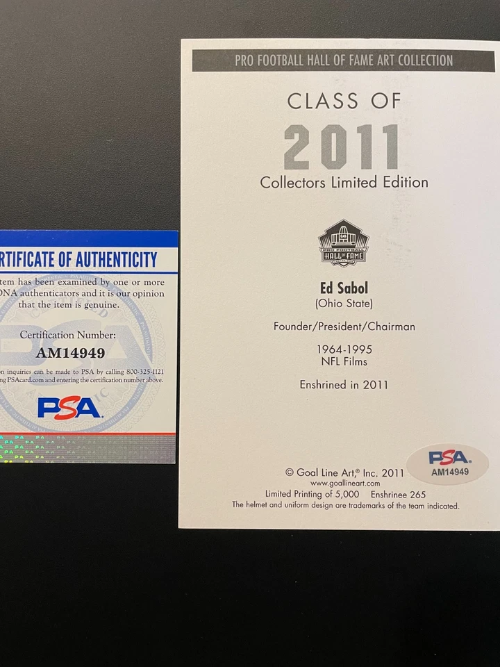 Ed Sabol signed Goal Line Art Card Autograph w/ "HOF 11" HOF NFL Films PSA/DNA - Image 4 of 4