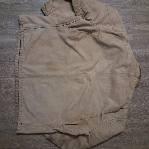 Carhartt Chore Coat Blanket Lined Tan Duck Canvas Thrashed Distressed Made USA image 4
