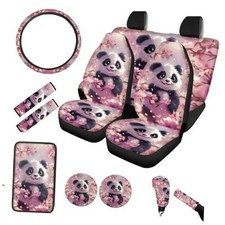 12 Pack Cute Panda Print Car Seat Cover Set For Front And Rear Pink Auto 12 Pack Cute Panda Print Car Seat Cover Set For Front And Rear Pink Auto