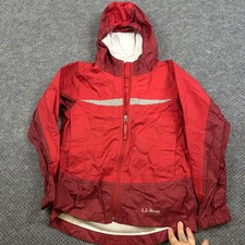 Vintage L.L.Bean Outer Layer Jacket Kids Small 8 Red Nylon Hooded Logo Full Zip