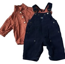 OshKosh B'gosh Toddler Boys 0-3M 2pc Denim Overalls & Long Sleeve Plaid Shirt