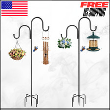 Double Shepherds Hooks For Outdoor Heavy Duty Bird Feeder Pole Hook 95" 2PK
