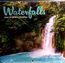 2026 Waterfalls Mini Wall Calendar 5.5" X 6" closed 6" X 11" open 16 month