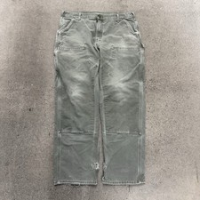 Vintage Y2K Carhartt MOS green double knee work wear carpenter pants Size 38x32