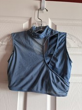 Tenth House Small Adult Steel Blue Dancewear Crop Top with Overlay