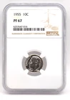 1955 Proof Roosevelt .9 Silver Dime 10c NGC Certified PF67