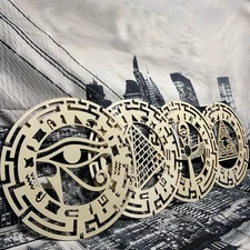 Egyptian Wall Decor 4 Pieces Wooden Wall Art Eye of Horus Evil Eyes Symbol Egypi