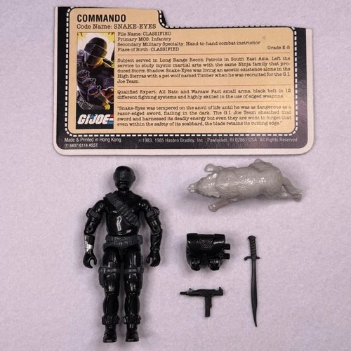 GI Joe Snake Eyes 1985 v2 *100% COMPLETE w/File Card, Near Mint!* Vintage ARAH