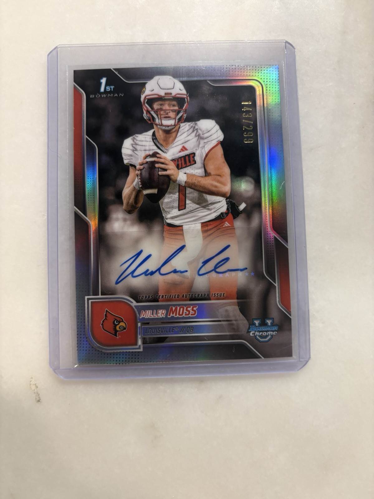 2025 Bowman U Chrome Miller Moss 1st Refractor Auto /299 Louisville Cardinals
