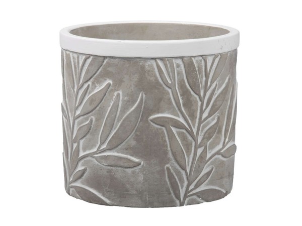 Blumentopf Zement Beton GräSer Grau Weiß Pflanztopf Ø14X H12,5Cm ÜBertopf-image