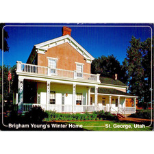 Postcard Utah Brigham Young's Winter Home St. George Back Are Articles of Faith 